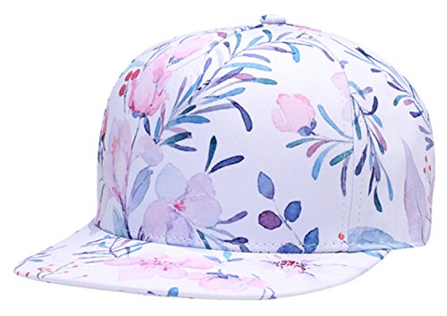 Adjustable Snapback Flatbrim Cap 3D Fashion Floral Snapback Hip Hop Hat Flat Peaked Baseball Cap for Summer