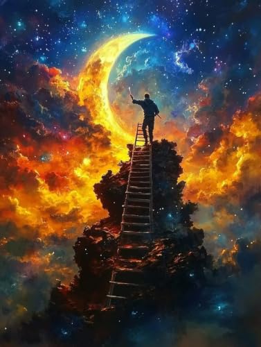 Kit Peinture Diamant Lune 60x80 cm | Broderie Diamant Complet pour Adulte et Enfant