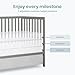 Dream On Me Synergy 5-in-1 Convertible Full-Size Baby Crib with Toddler, Day & Full Bed Conversion in Cool Grey, GreenGuard Gold & BSA, 3 Mattress Heights, Sustainable Pinewood