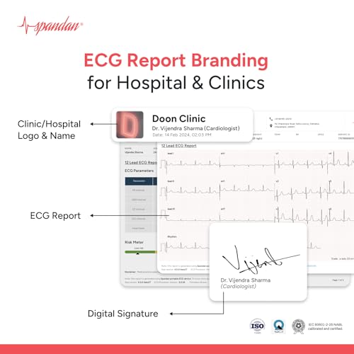 Image of Sunfox Spandan ECG 4.0 with 45 Days Premium Plan | Portable Medical-Grade 12-Lead ECG Machine | Easy Home ECG & Heart Rate Monitoring | Trusted by Doctors | 99.7% Accurate