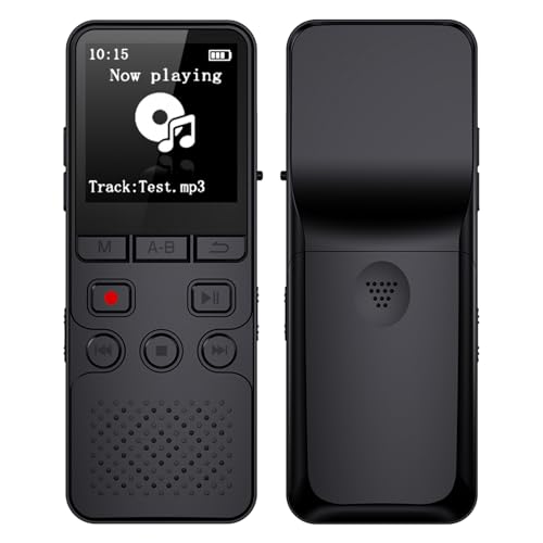 Annadue Grabadora de Voz Digital, Pantalla TFT de 1,4 Pulgadas, Micrófono Dual, Grabadora de Voz Portátil, Compatible con WAV MP3 para Conferencias, Reuniones, Clases, Entrevistas (32G)