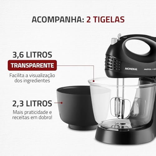 Batedeira Prática Due, Mondial, Preto, 400W, 110V - B-45-B