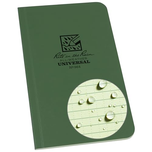 Rite in the Rain 964   Cuaderno para todas las estaciones, tapa blanda, 8,9 x 15,2 cm, tapa verde, universal, 6 x 3,5 x 0,25 cm, color verde