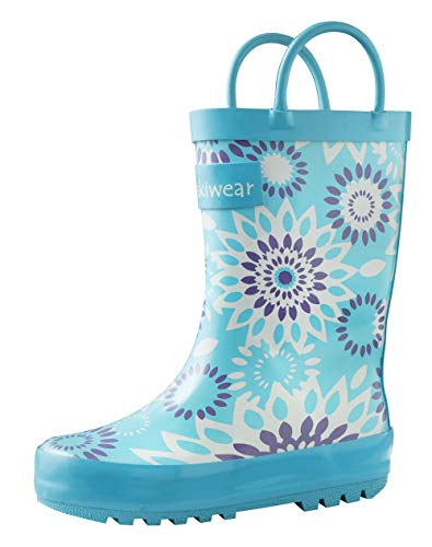 OAKI Toddler Rain Boots - Perfect Kids Rain Boots for Any Weather - Durable Rubber Baby Rain Boots Keep Little Feet Dry, Lightweight Waterproof with Easy-on Handle, Frozen Bursts, 4 Big Kid