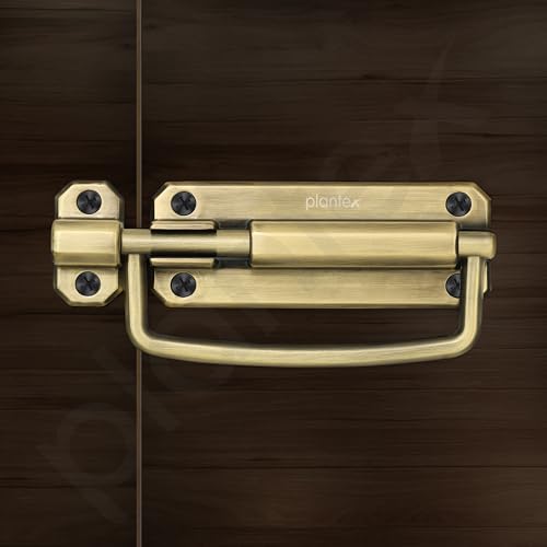Image of Plantex Door Latch for Bathroom /Latch Lock for Main Door /Door Stopper /Baby Latch /Door Lock Latch for Home /Office Doors /Chitkani - Pack of 1 (Brass Antique)