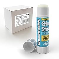 Classmaster Premium Educational 12 Glue Sticks of 40 g, Classroom use, Arts and Crafts, Safe for Children with Non-Toxic PVP Glue and is a Washable Formula