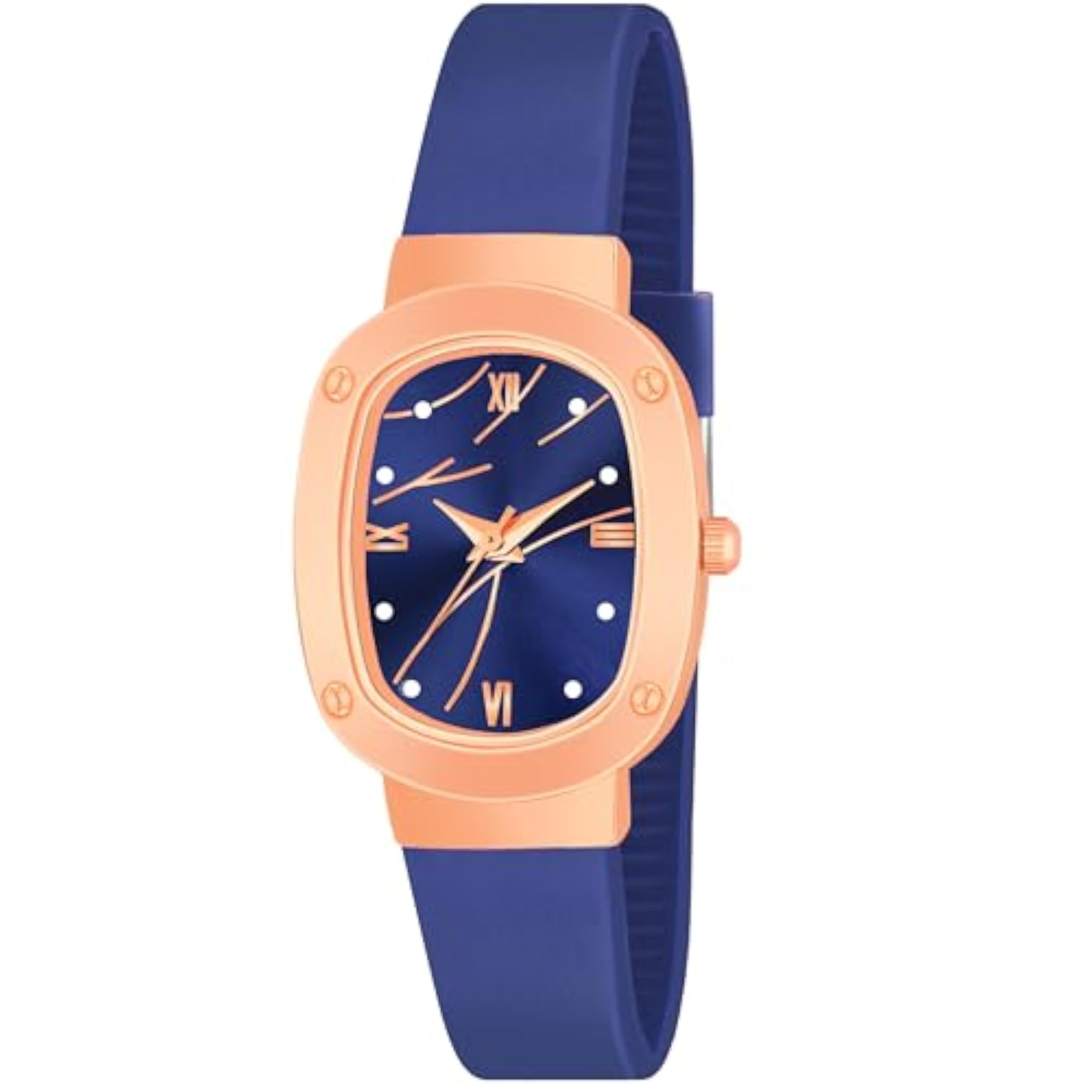 Women's Rose Gold Oval Dial Silicone Strap Wrist Watch