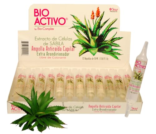 Bio Complex Bioactive Aloe Vera Capilar Cell Extract Ampoules 12 Pack – 0.61 oz Each, Intensive Hair Repair and Hydration Treatment