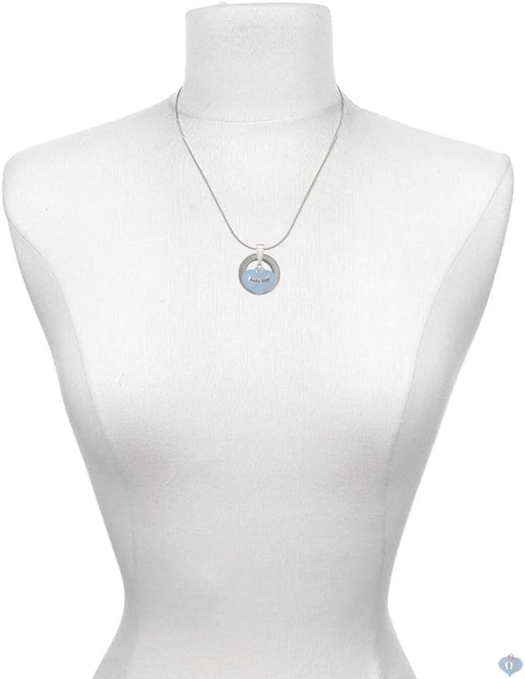 Delight Jewelry Heart with Baby Feet Silver-tone Custom Engraved Ring Necklace, 18"