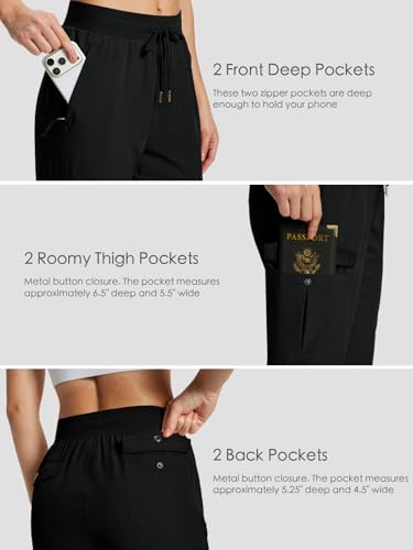 KWZ Women's Hiking Pants Lightweight Cargo Joggers 25.5" Black XL — view 4