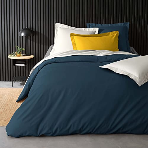douceur d'intérieur, Percale Duvet Cover (240 x 220 cm) Midnight Blue Cotton Percale - Image 2