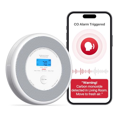 X-Sense Wi-Fi Combination Smoke and Carbon Monoxide Alarm with English Voice Alerts, Smart Smoke Alarm for Home with Replaceable Battery, XP0A-iR, 1-Pack