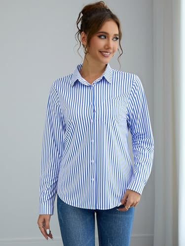 Image of Soft Wrinkle-Free Button Down Stretch Shirts for Women, Breathable Moisture-Wicking Casual Work Dress Tops
