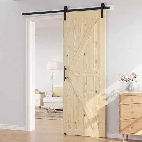 Image of SMARTSTANDARD 36in x 96in Sliding Barn Door with 6.6ft Hardware Included