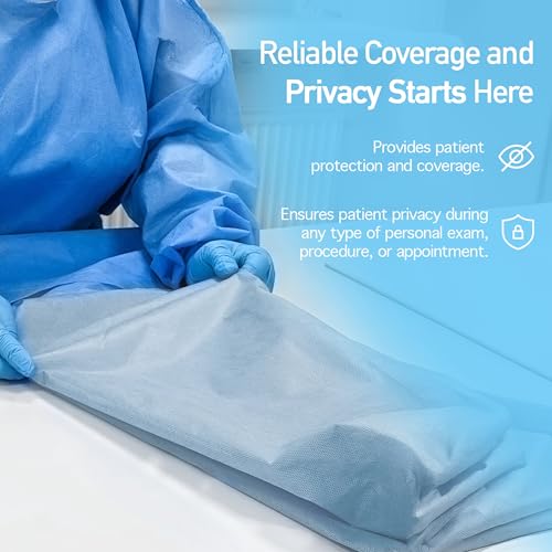 Image of Dynarex Disposable Drape Sheets - 40 inch x 90 inch (Case of 50), Blue, 1-Ply Tissue with PE Layer for Patient Privacy, Exams, and Procedures