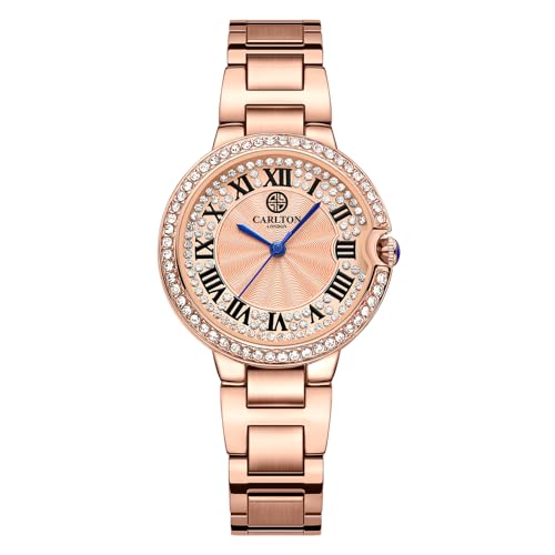 Image of Carlton London Women Stainless Steel Analog Watch | Gold Waterproof Watches for Women Girls Ladies | Fashionable Trendy Quartz Movement Wrist Watch - CLDRGS-001