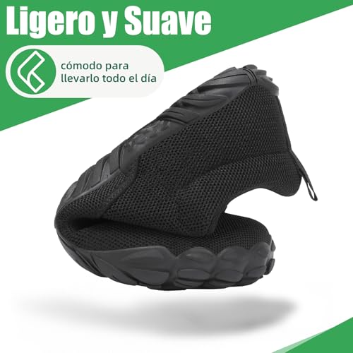 Miniatura 6 de Saguaro Barefoot Mujer Hombre Zapatillas De Trail Running Cómodas Calzado Descalzo Minimalistas Zapatos Deporte Pare Exterior Y Interior Fitness Senderismo Montaña Caminar, Negro, 41 Eu