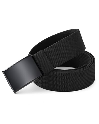 Image of Mile High Life Stretch Canvas Belt for Men, Golf Casual Elastic Web Belt, Top Military Buckle, Adjustable Cut to Fit