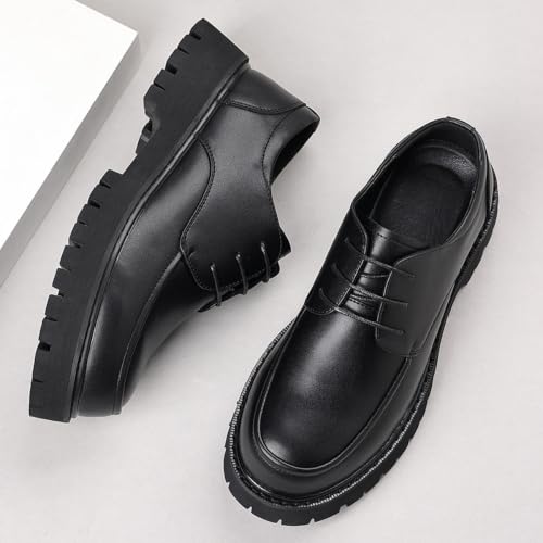Zapatos Oxford para hombre en piel de vestir con elegante acabado y plataforma 6