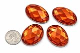 40x30mm Orange Hyacinth .HC Large Flat Back Oval Acrylic Rhinestones Cosplay Costume Gems Plastic Jewels Embelishments DIY Crafts Gemstones - 4 Pieces