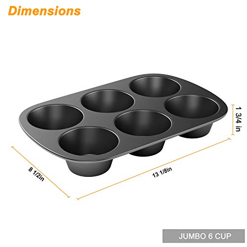 Tiawudi 3 Pack Nonstick Muffin Pan, Carbon Steel Cupcake Pan, Easy To Clean And Perfect For Making Muffins Or Cupcakes, 6 Cup Jumbo #TOP1