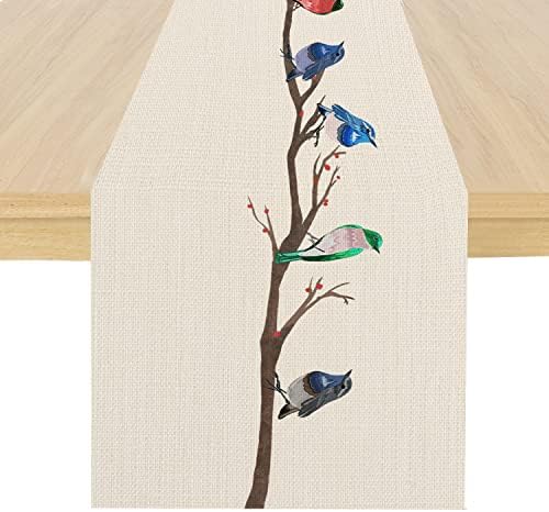 Bird Table Runner -Rustic Table Farmhouse Runner Spring Summer Winter Holiday Kitchen Long Dining Table Decoration for Home Party Decor 14 x 72 Inch Fall Decor Table Runner Birds Table Runner