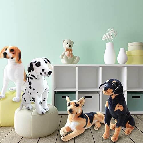 Hund Plüschtier 50CM Hunde Kuscheltier für Kinder,Plüschhund Liegend -Stofftier Hund Lebensecht Weiß Braun Welpen Hund Tier Plüsch Puppe Hund Kissen Plüschtier Spielzeug für Kinder Jungen Mädchen