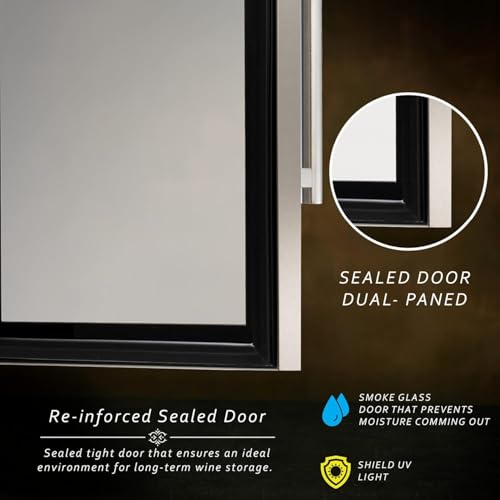 image for NutriChef 28 Bottle Wine Fridge - Dual Zone Wine Chiller, Adjustable T