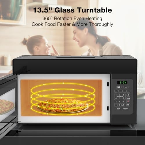 Image of 30 inch Over the Range Microwave Oven, ThermoMate 1.7 Cu. Ft. Capacity Microwave Over the Stove with One Touch, 1000 Cooking Watts, 300 CFM, 10 Power Levels, LED Lighting, Black