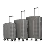 Hmluxury PP Hartschalen Kofferset 3-teilig 20'/24'/28' Spinner Mit Zahlenschloss – Wasserdichtes Reisegepäck Mit 4 Schwenkrädern (Silber)