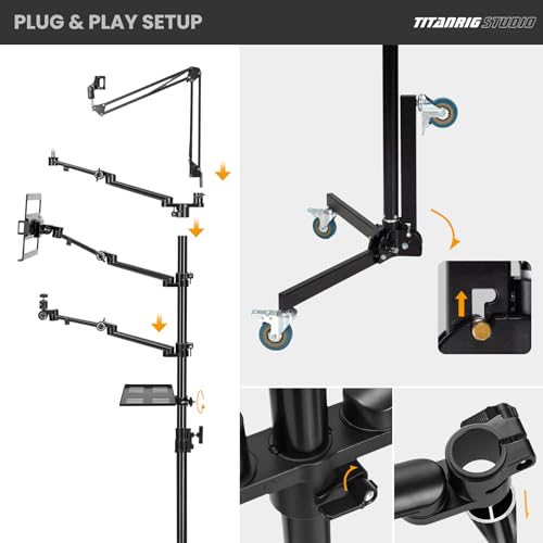 Image of TARION 5-in-1 Live Streaming Floor Stand with Wheels 61 inch Titanrig Studio