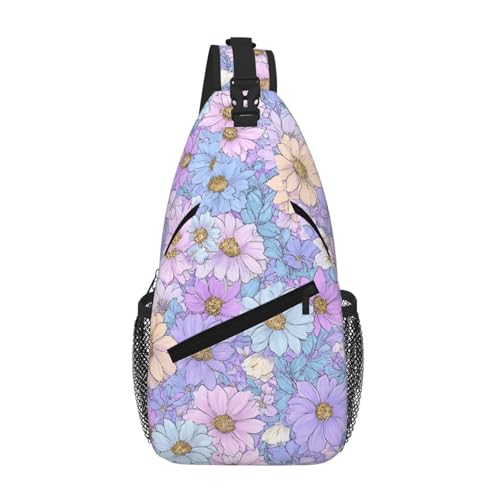 Image of SUPLUCHOM Sling Bag Daisy Flower Pastel Color Hiking Daypack Crossbody Shoulder Backpack Travel Chest Pack for Men Women
