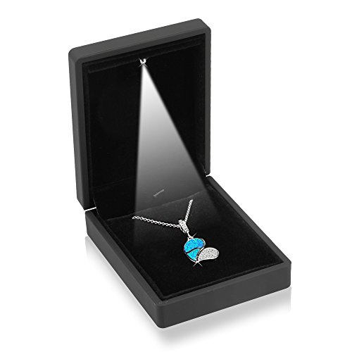 Geff House Jewelry Pendant Gift Box with LED Light (Black)