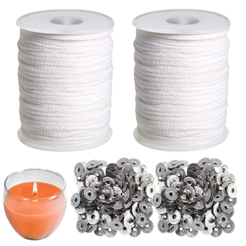 Pabilos de algodón para velas, 2 rollos, 200 ft