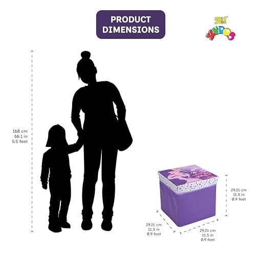 Image of Kudos Kids My lLittle Pony Print Foldable Storage Box | Non-Woven Fabric Toy Storage Basket | Multipurpose Clothes & Laundry Organizer with Lid (Purple)