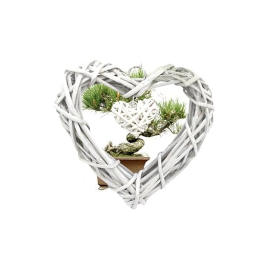Zerodeko Décoration Murale Cœur en Osier Beige, Artisanat Suspendu en Rotin, Couronne Déco Mariage Rustique, Ornement Maison et Fête, Accessoire Déco...