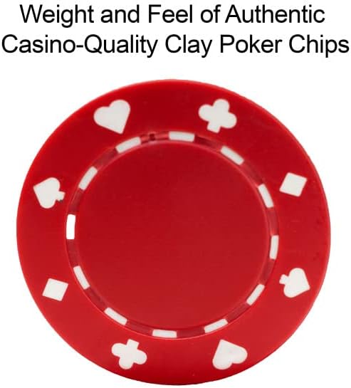 Miniatura 3 de Juego de 50 fichas de blackjack de 0.41 oz con diseño de dados - 1.535 in - Hecho de resina compuesta para Texas Holdem por Trademark Games (rojo)