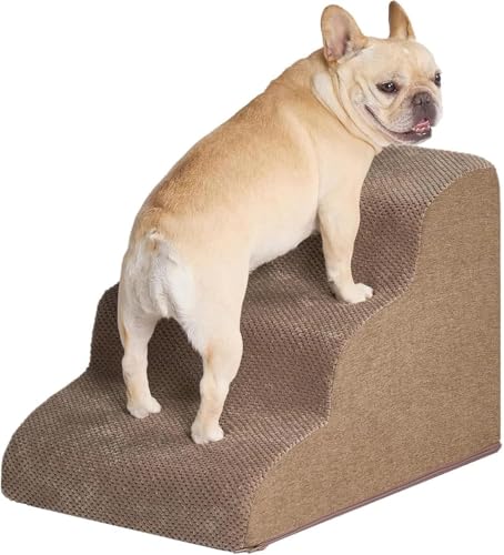 犬階段 カーキ 延長版 ドッグステップ ペット階段 滑り止め付き 洗える カバー取り外し (3段)
