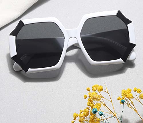 XINXIN Polygonal Large Frame Sunglasses Outdoor Holiday Sunshade Sun Protection Sunglasses Glasses (Color : C, Size : Medium)2