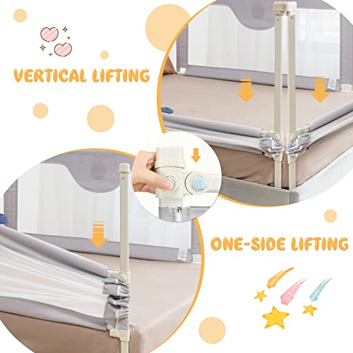 Honey Joy Bed Rail For Toddlers, 77-In Extra Long, Portable Safety Bed Guardrail W/Double Safety Child Lock, Foldable Baby Bed Rail Guard, Fit King & Queen Full Twin Size Bed Mattress (77 Inch, Gray) #TOP3