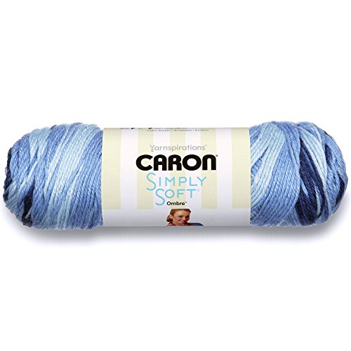 Image of Caron Simply Soft Ombre Yarn (4) Medium Gauge 100% Acrylic - 5oz - Sat Blue Jeans - Machine Wash & Dry