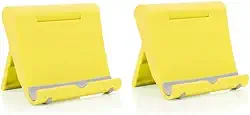Suporte para celular e tablet de 2 peças - design dobrável, ultraleve de 42,5 g, suporte de celular para mesa (amarelo)