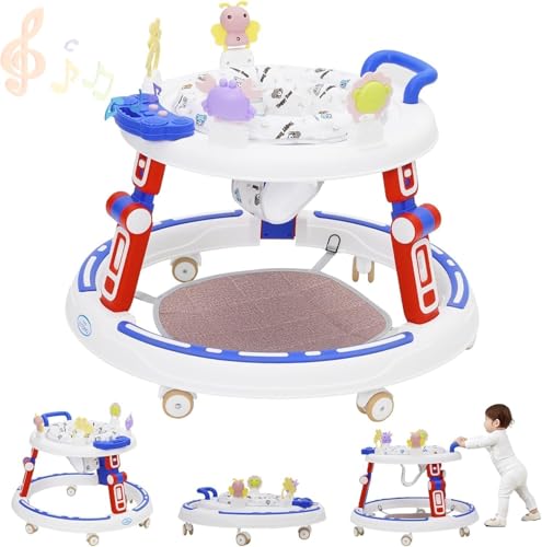 Andador Bebes 5in1,Tacata Bebe Plegable con Altura Música,Plegable Asiento Giratorio 360°, 6 Ruedas Silenciosas,Apto Para Niños y Niñas a Partir de 6 Meses,Azul