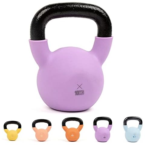 Myga Iron Kettlebell - Heavy Cast Iron Weight for Fitness and Strength Training, Bodybuilding, Muscle and Cardio - Workout Equipment ideal for Home, Gym and Studio - Purple, 10kg Cover