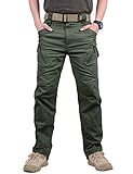 Soldat Taktische wasserdichte Hosen, Kampf Wandern im Freien, Mens Taktische Cargo Work Hose, Survivor Outdoor wasserdichte militärische Kampfhose mit elastischer Taille. (Gray Green, M)