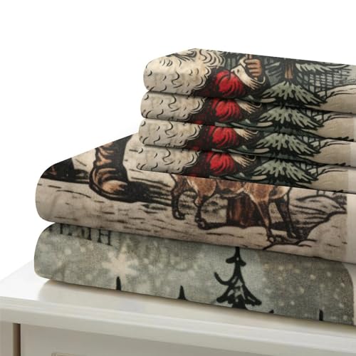 Housse de couette Noël pour lit double avec taies imprimé 3D rétro - 6