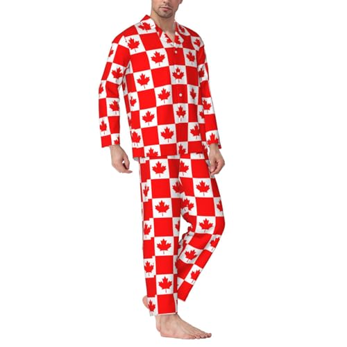 Canadian Flag Mens Pajama Set, Soft Long Sleeve Pajamas For Relaxing Home Nights, Lazy Weekends3