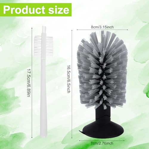 Image of 2pcs Turtle Shell Cleaning Brush, Turtle Scrub Brush with Suction Cup Tortoise Scratcher Supplies Exfoliate Scratcher for Tortoise Aquarium Tank Accessories (Grey, White)