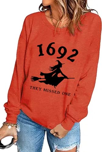 Halloween 1692 They Missed One Long Sleeve Halloween for Women Shirt Funny Long Sleeve Novelty Casual Gift Pullover