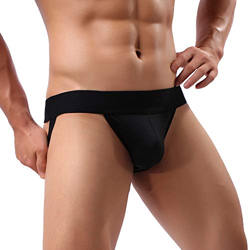 Billtop Men's Jockstrap Mesh Pouch Athletic Supporters Underwear, 4 Pack Black, Small #TOP2